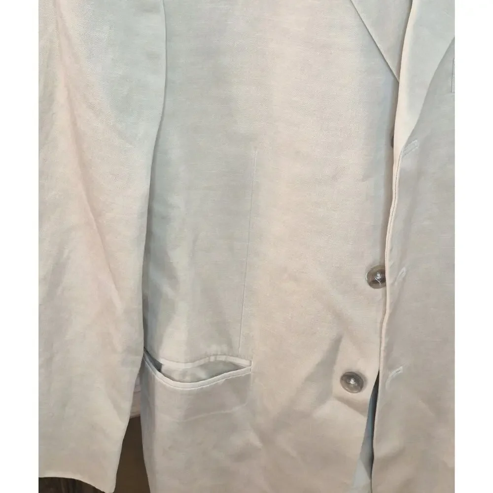 Banana Republic Modern Blazer Tan/Beige Mens 38S Linen & Cotton Blend 3 Buttons